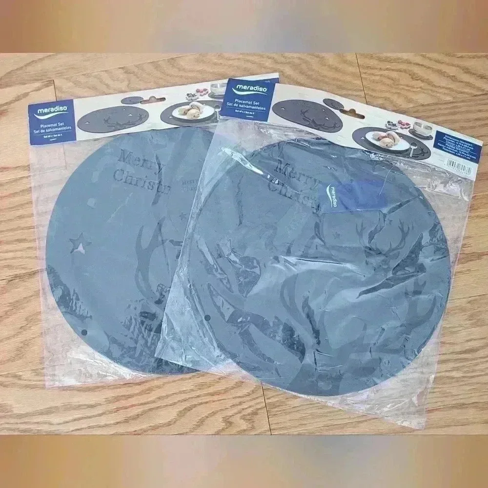 Set of 4 Grey Scandinavian Style Felt Christmas Placemats